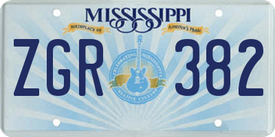 MS license plate ZGR382