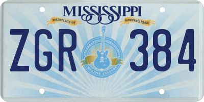 MS license plate ZGR384