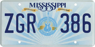 MS license plate ZGR386
