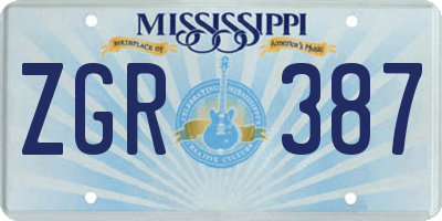 MS license plate ZGR387