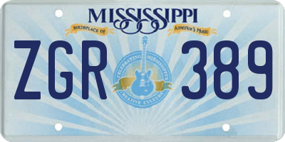 MS license plate ZGR389
