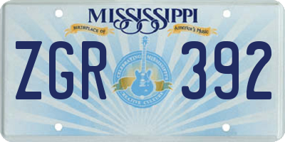 MS license plate ZGR392