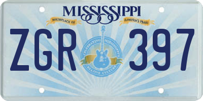 MS license plate ZGR397