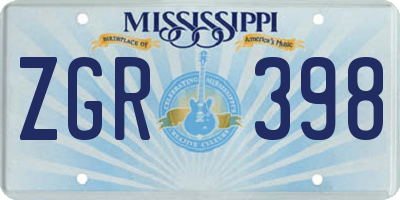 MS license plate ZGR398