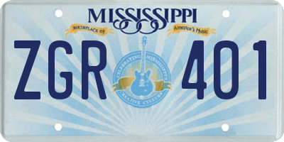 MS license plate ZGR401