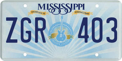 MS license plate ZGR403