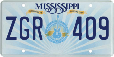 MS license plate ZGR409