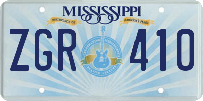 MS license plate ZGR410