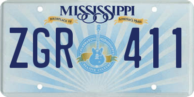MS license plate ZGR411