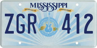 MS license plate ZGR412