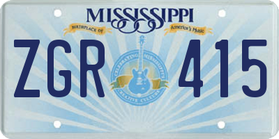 MS license plate ZGR415