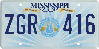 MS license plate ZGR416