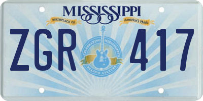 MS license plate ZGR417