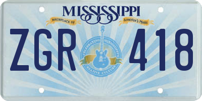 MS license plate ZGR418