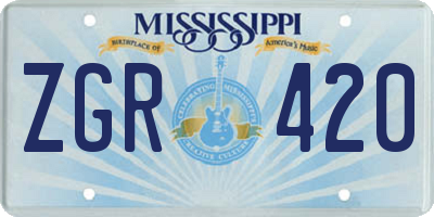 MS license plate ZGR420