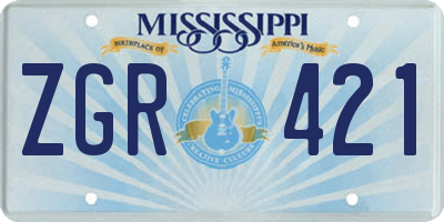 MS license plate ZGR421