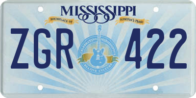 MS license plate ZGR422