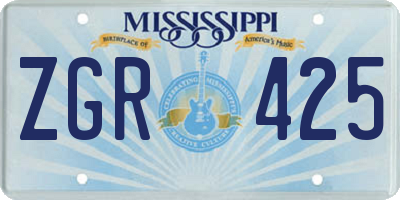 MS license plate ZGR425