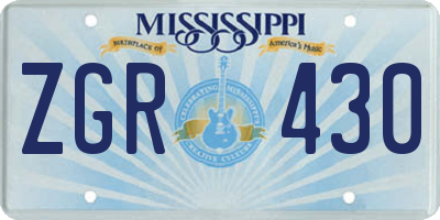 MS license plate ZGR430