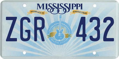 MS license plate ZGR432