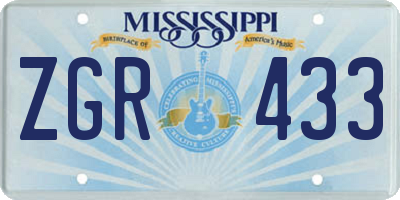 MS license plate ZGR433