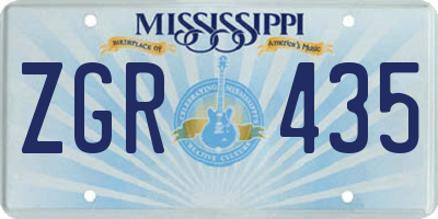 MS license plate ZGR435