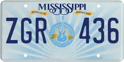 MS license plate ZGR436