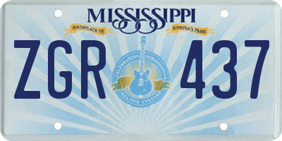 MS license plate ZGR437