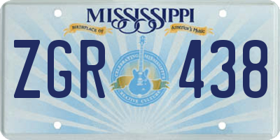 MS license plate ZGR438