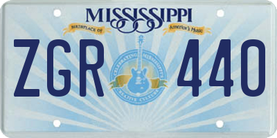 MS license plate ZGR440
