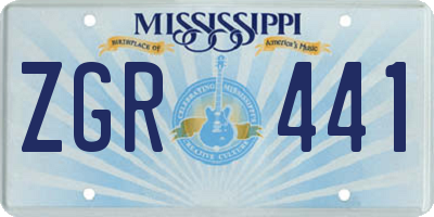MS license plate ZGR441