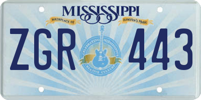 MS license plate ZGR443