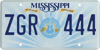MS license plate ZGR444