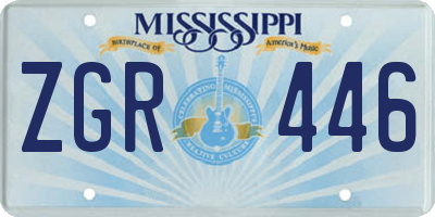 MS license plate ZGR446