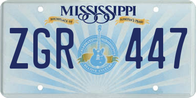 MS license plate ZGR447