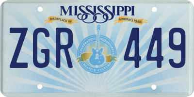 MS license plate ZGR449