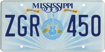 MS license plate ZGR450