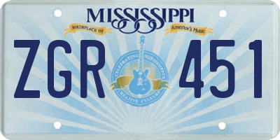 MS license plate ZGR451