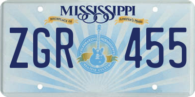MS license plate ZGR455