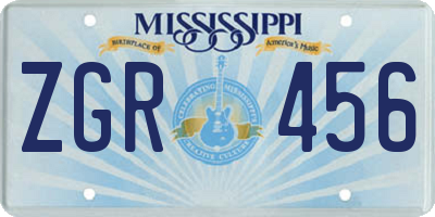 MS license plate ZGR456