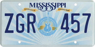 MS license plate ZGR457