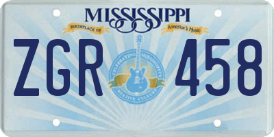 MS license plate ZGR458