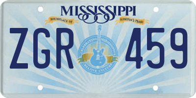MS license plate ZGR459