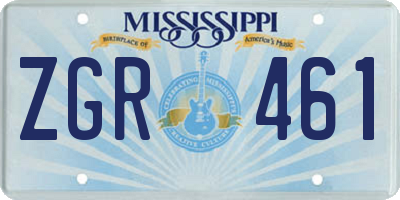 MS license plate ZGR461