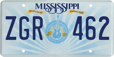 MS license plate ZGR462