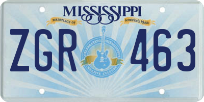 MS license plate ZGR463
