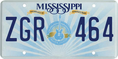 MS license plate ZGR464