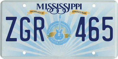 MS license plate ZGR465