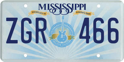 MS license plate ZGR466