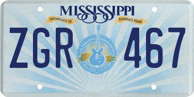 MS license plate ZGR467